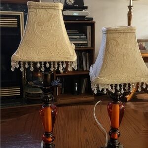 Elegant White Beaded Lampshades